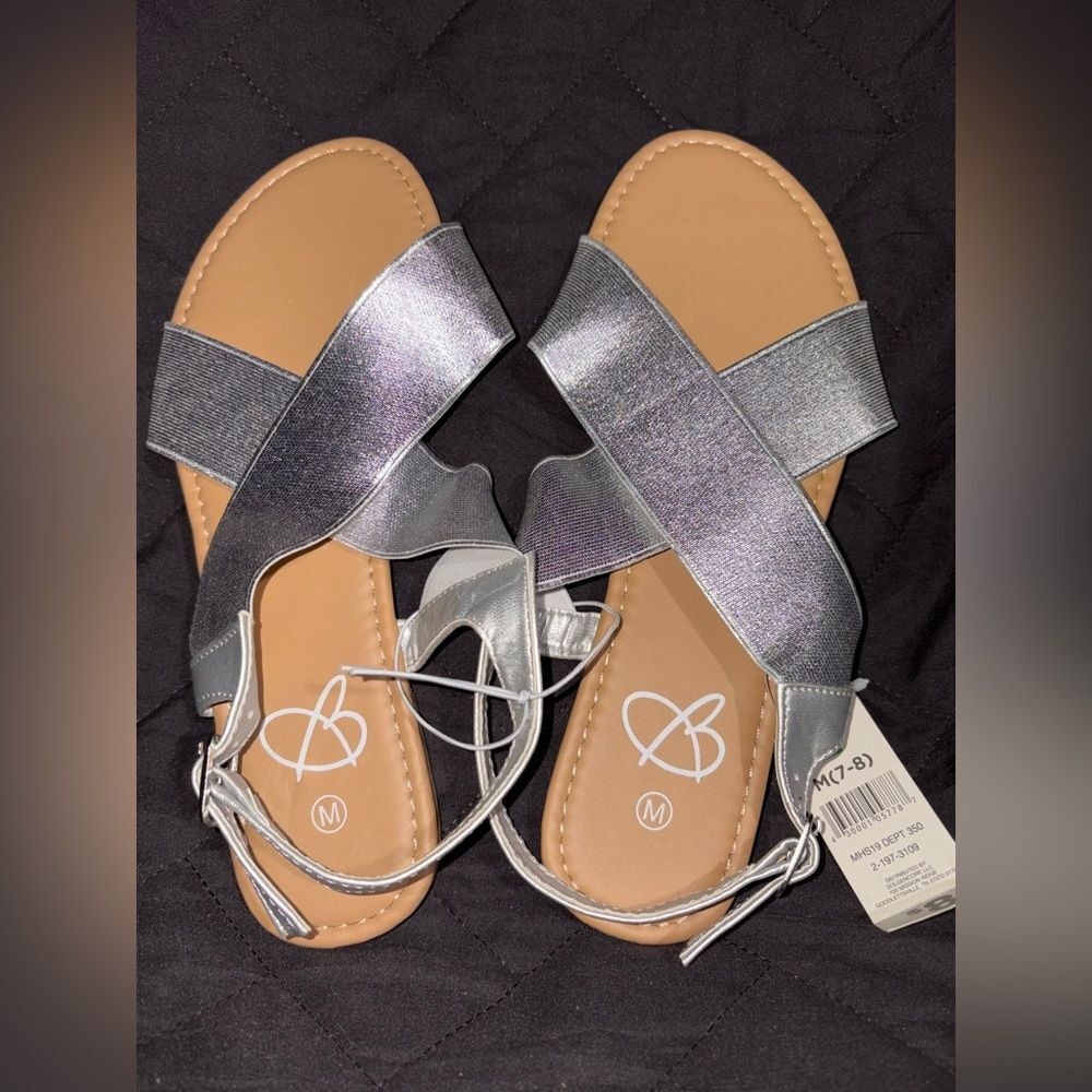 Bobbie Brooks Silver Sandals with Crisscross Straps